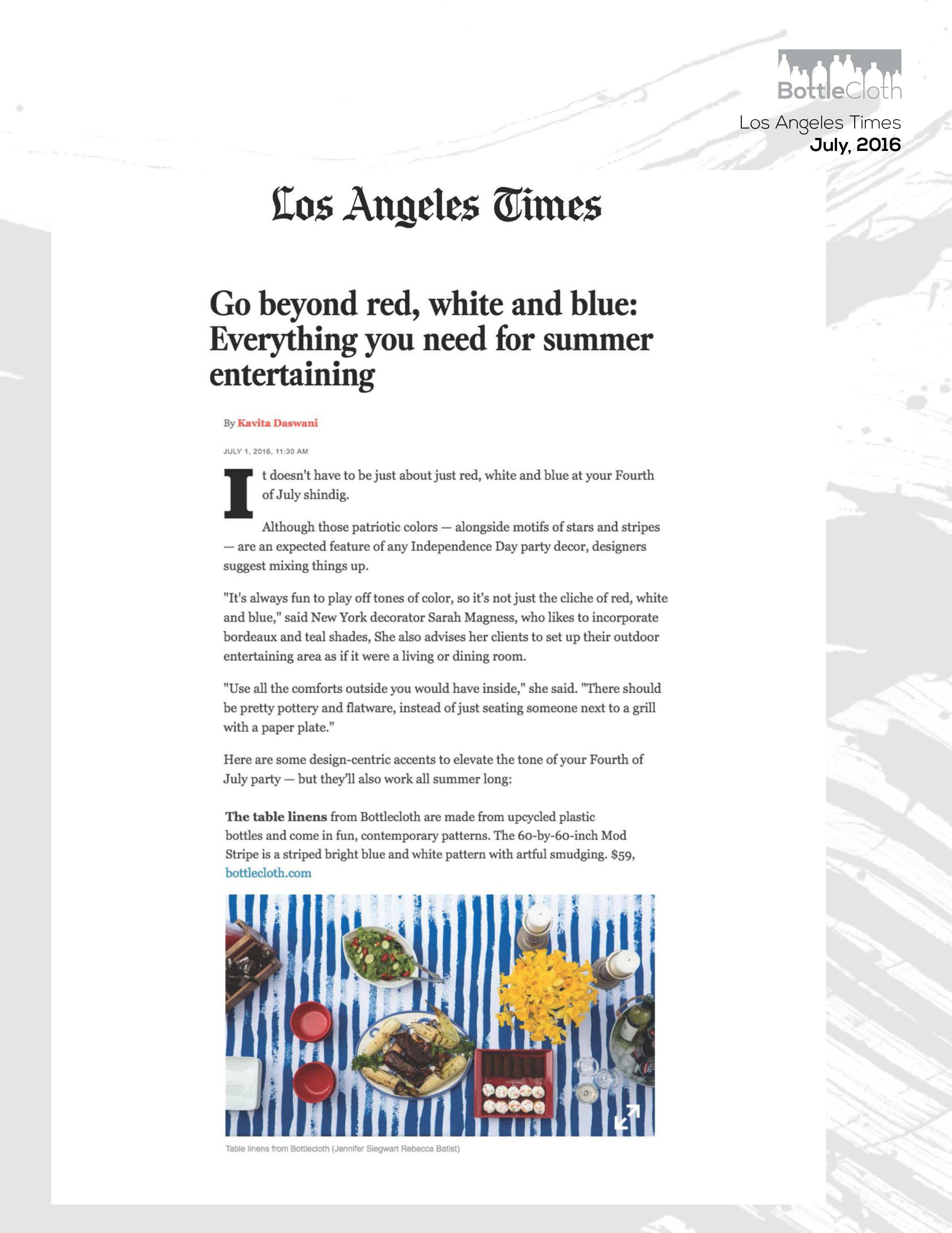 BottleCloth Press - LA Times